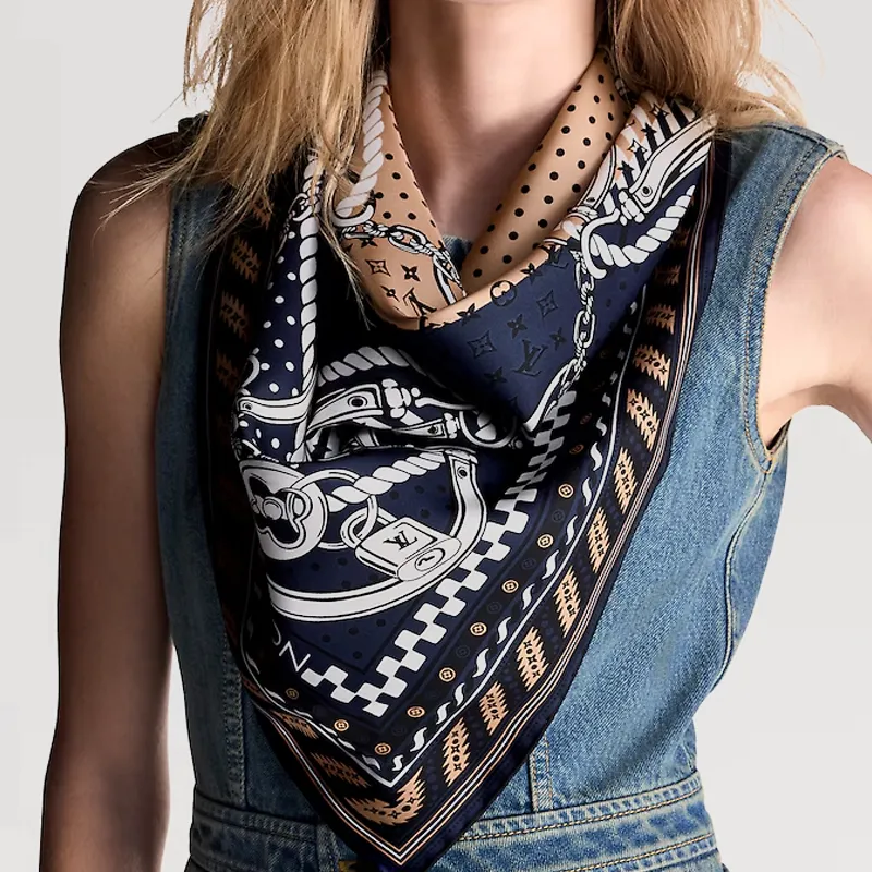 LOUIS VUITTON Silk Scarves Women's Umber-2