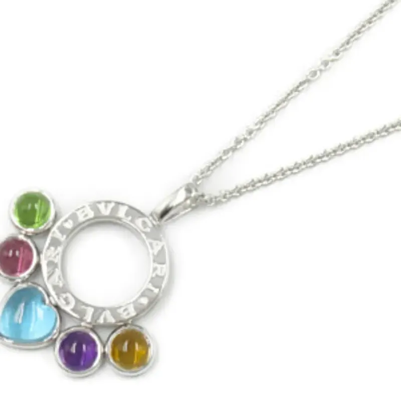 BVLGARI 2010s 18K White Gold Allegra Multi stone Necklace-1