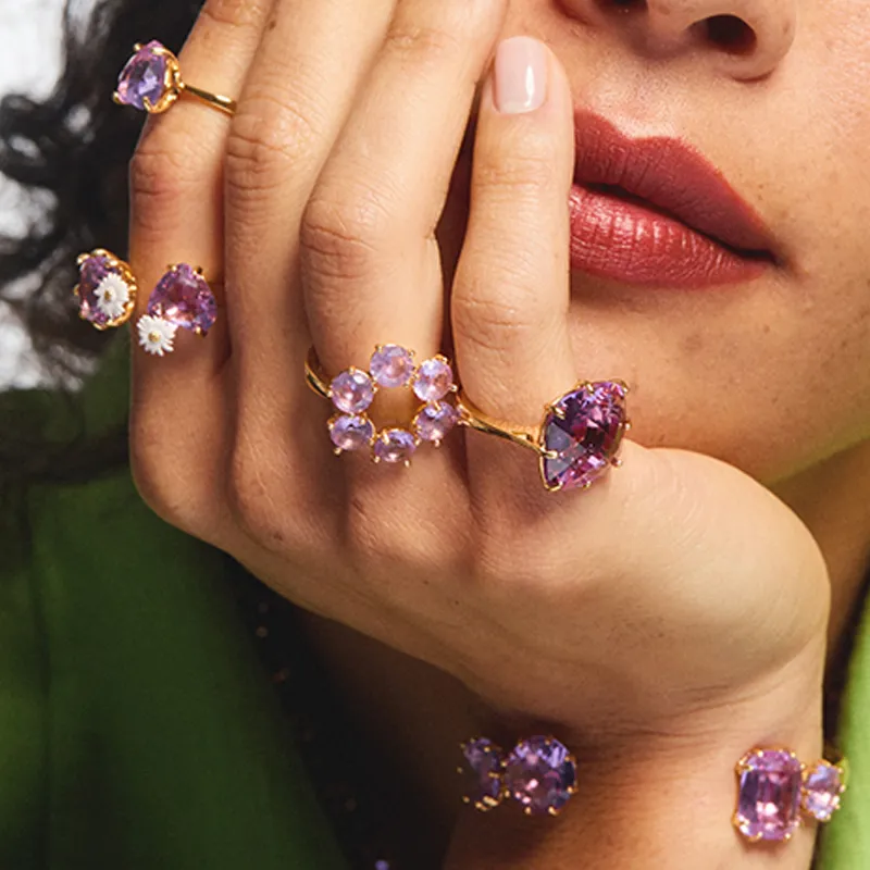 LES NEREIDES Gold Plated Rings Women's Purple-2