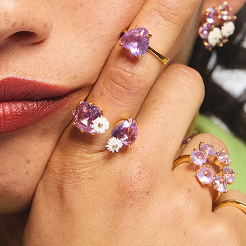 LES NEREIDES Gold Plated Rings Women's Purple-3