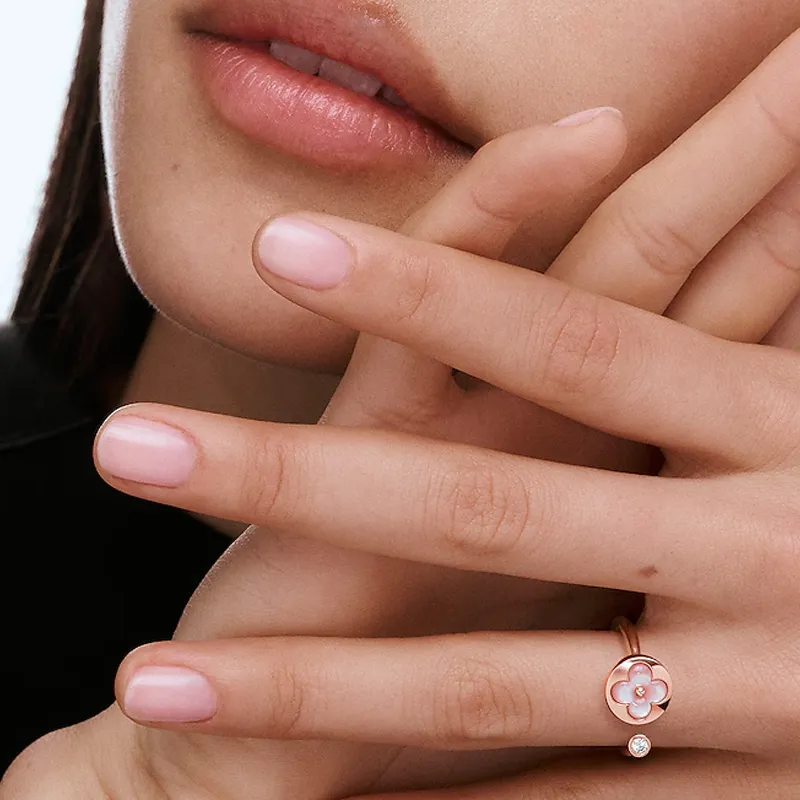 LOUIS VUITTON Color Blossom Mini Sun Ring Pink Gold Pink Mother of Pearl And Diamond-2