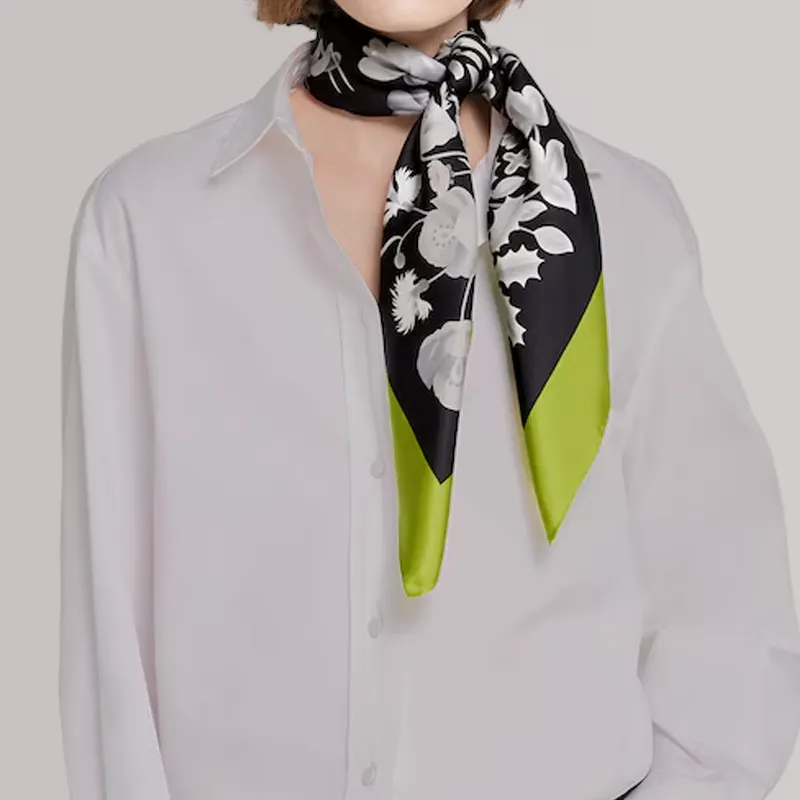 GUCCI Silk Scarves Women's Green/Black-3