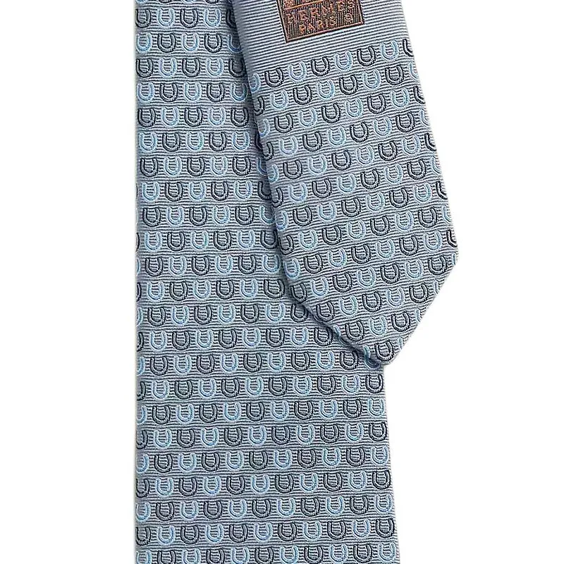 HERMES Mulberry Silk Ties Men's Gray-2