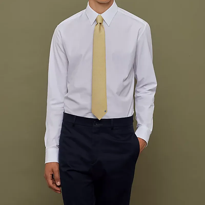 HERMES Mulberry Silk Ties Men's Yellow-2