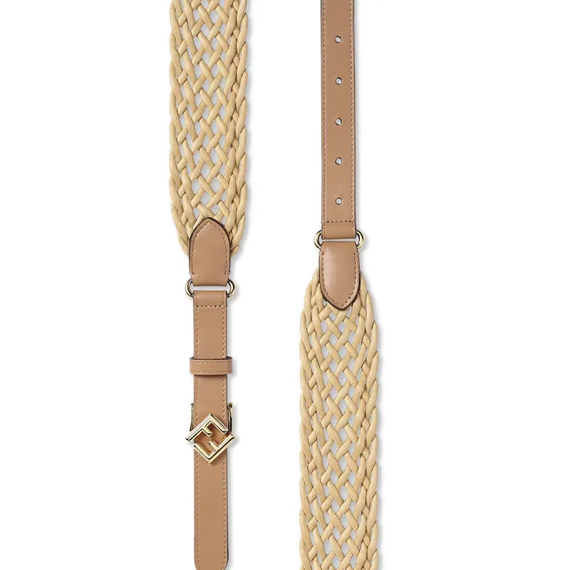FENDI Leather Belts Women's Beige Width 6CM-1