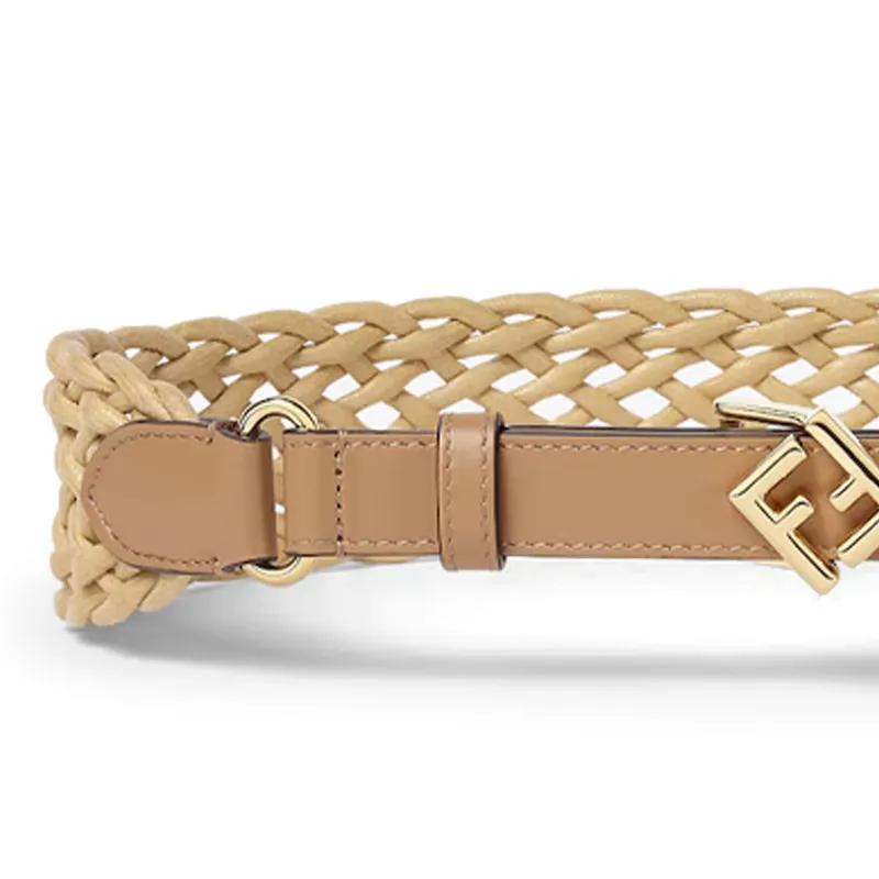 FENDI Leather Belts Women's Beige Width 6CM-2