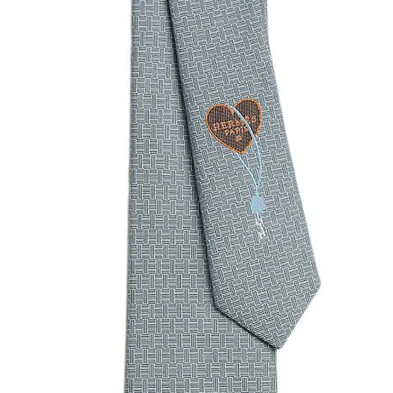 HERMES Mulberry Silk Ties Men's Gray-1