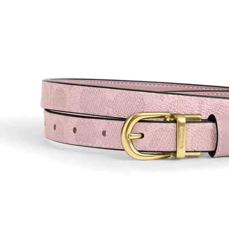 COACH Calfskin Leather Belts Women's Pink Width 1.8cm-2