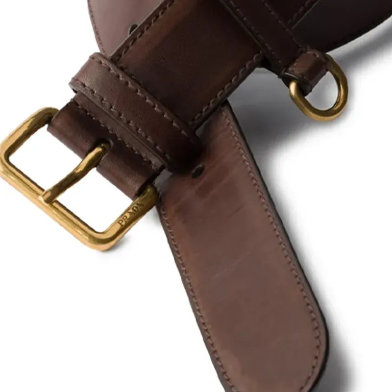 PRADA Calfskin Leather Belts Women's Brown -2