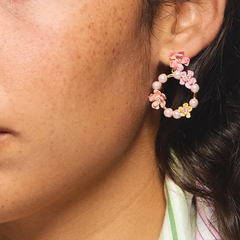 LES NEREIDES Gold Plated Earrings Women's Pink-2