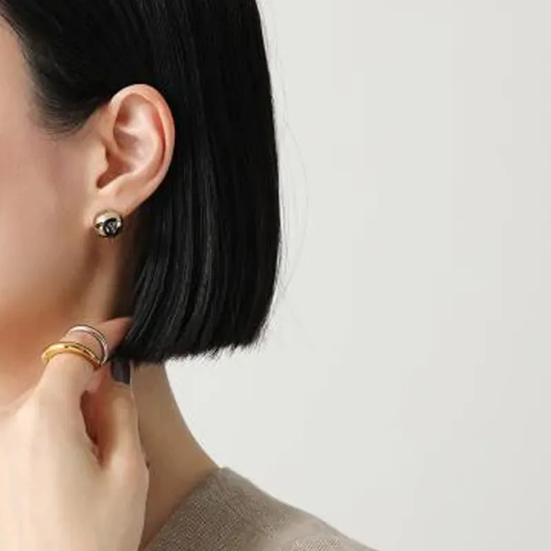 CHANEL Metal Ball Stud Earrings Women's Gold-5