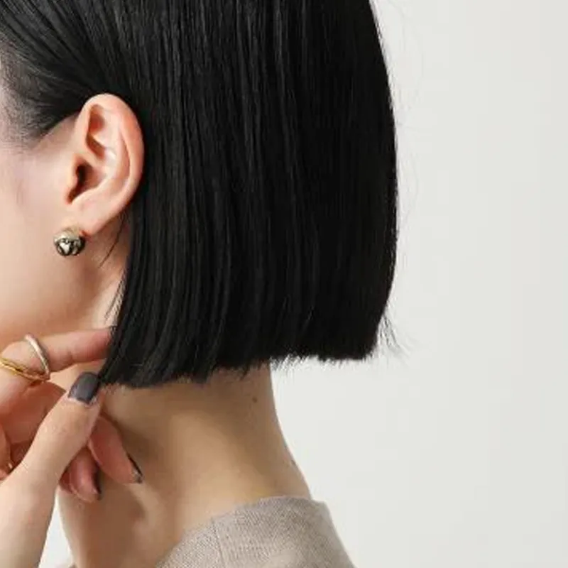 CHANEL Metal Ball Stud Earrings Women's Gold-4