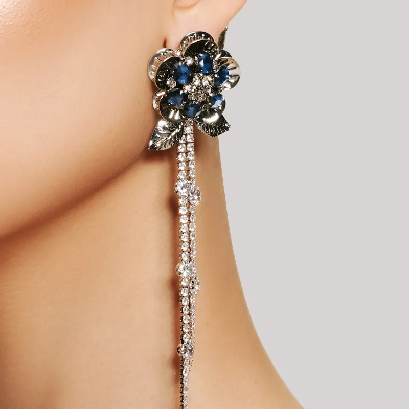 MIDNIGHT OPERA HOUSE White Gold Plated Copper White Gold Plated Copper Earrings Women's Blue Black-1