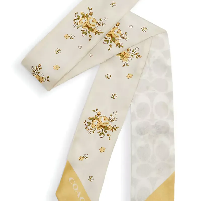 COACH Silk Scarves Women's Light Beige-1