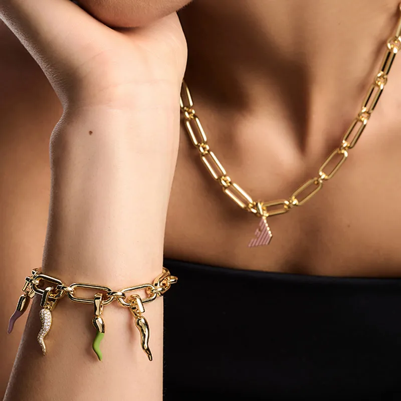 EMPORIO ARMANI Gold Tone Brass Chain Bracelet-3