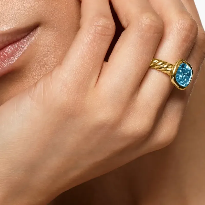 David Yurman 18K Yellow Gold Dy Mercer® Topaz Ring-4