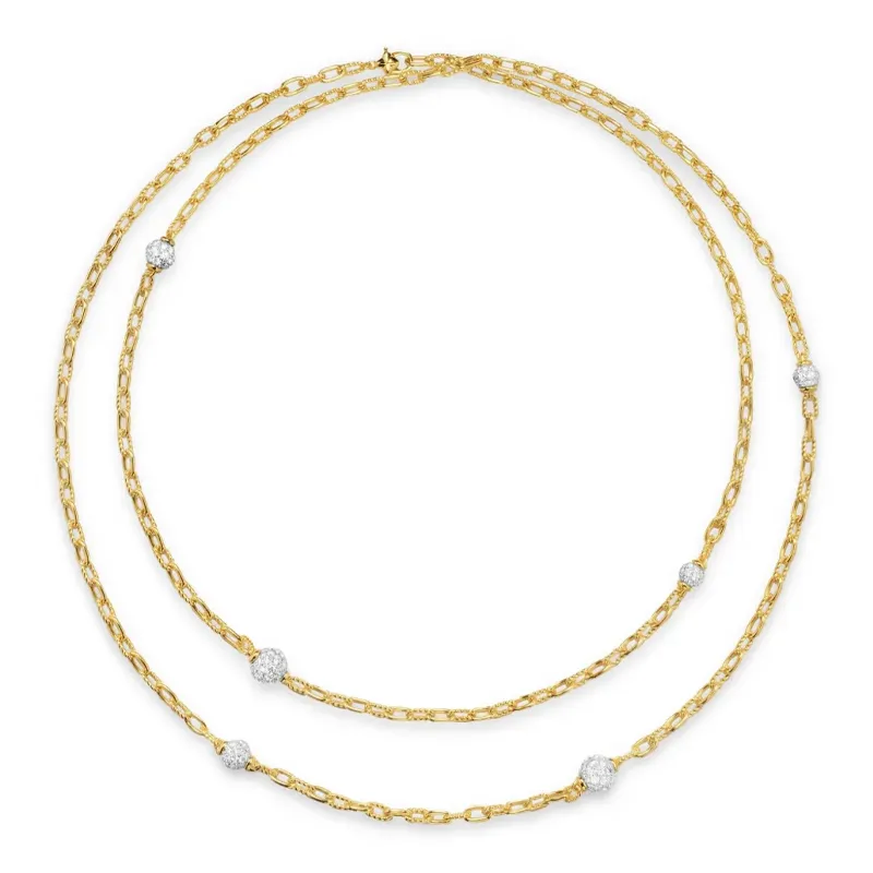 David Yurman 18kt Yellow Gold Dy Madison Beaded Diamond Necklace 3mm-1