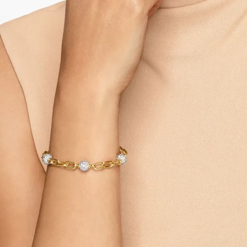David Yurman 18kt Yellow Gold Dy Madison Beaded Diamond Bracelet 6mm-4