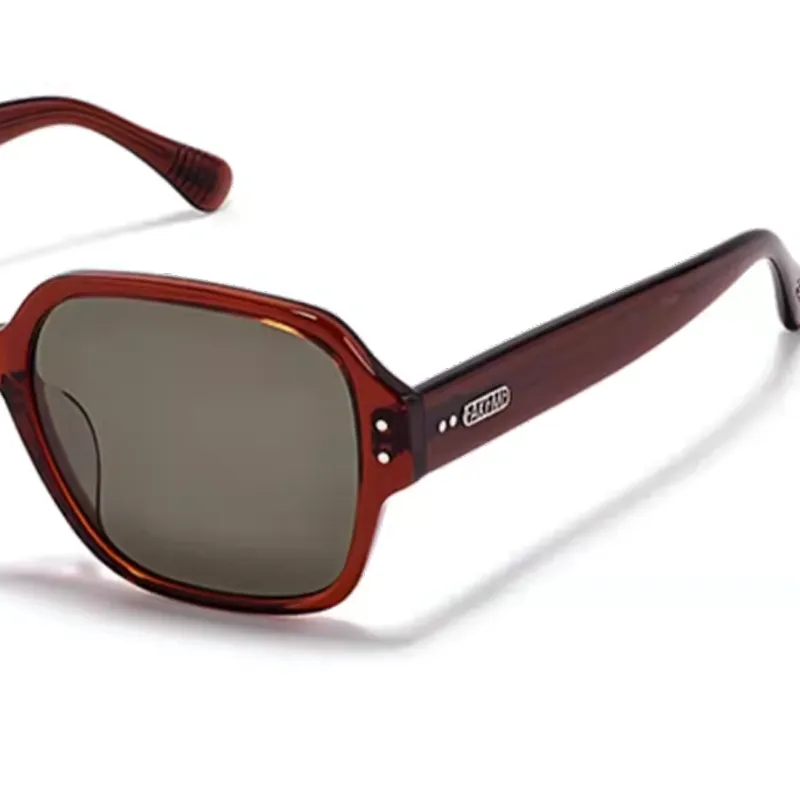 Fakeme Plate Frame Irregular Shape Sunglasses Unisex Burgundy-2