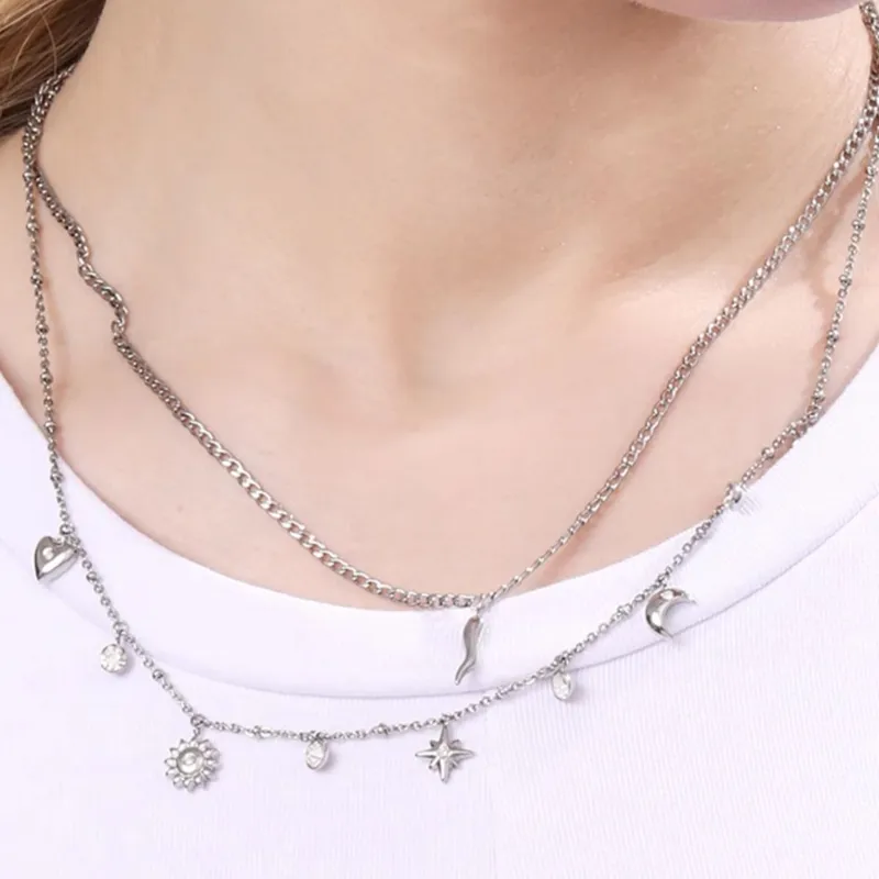 BROSWAY Titanium Steel Necklaces Women's Silver-2