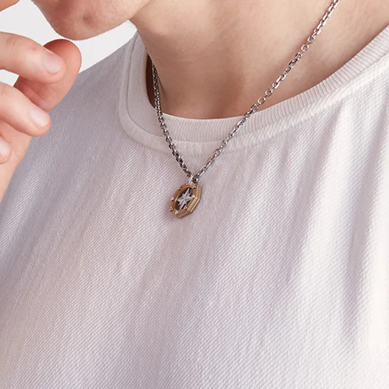 BROSWAY Titanium Steel Necklaces Unisex Silver-2