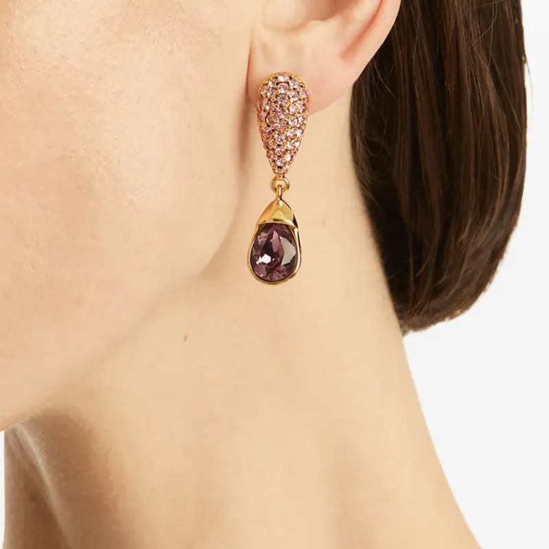 Oscar De La Renta Pavé Drop Earrings-2