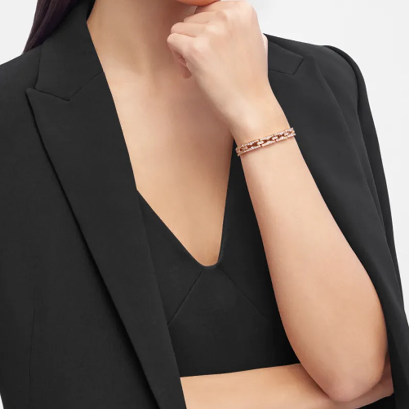 BVLGARI Diamond Bangles Unisex Rose Gold-3