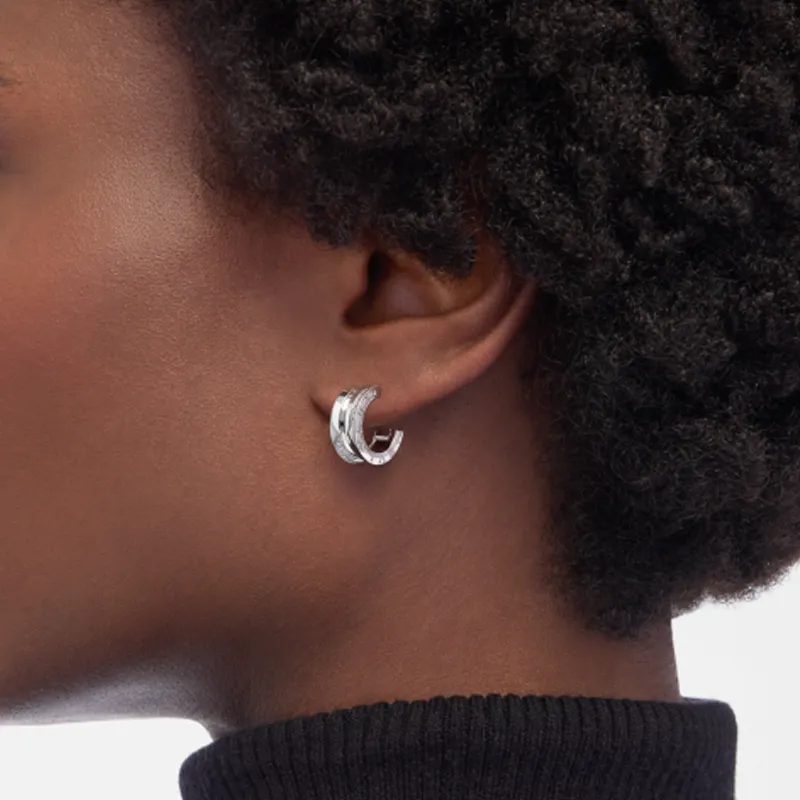 BVLGARI Diamond Earrings Women's Silver-3