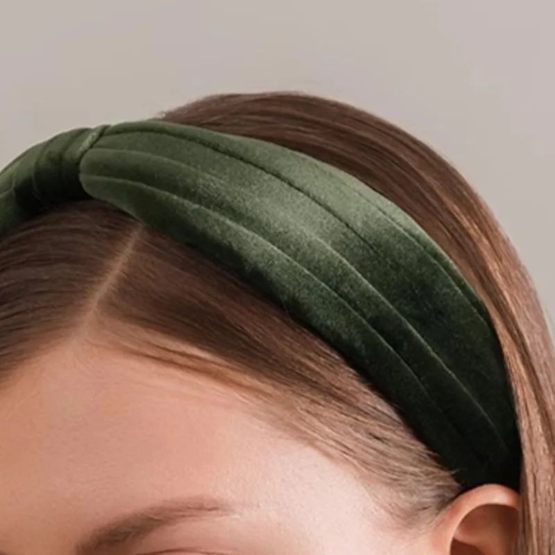 EVITA PERONI Velour Headbands Women's Olive Green-2