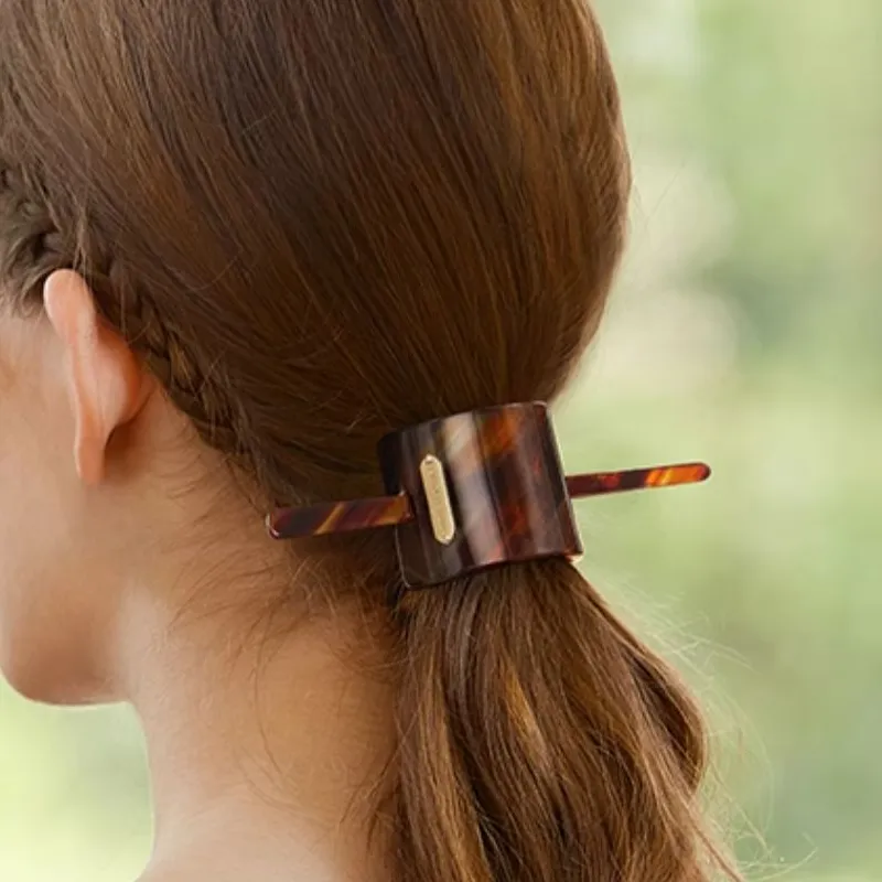 EVITA PERONI Acetate Plate Hairpins Women's Tea Brown-3