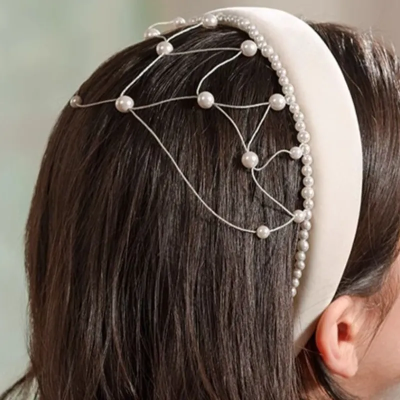 EVITA PERONI Velour Headbands Women's White-2