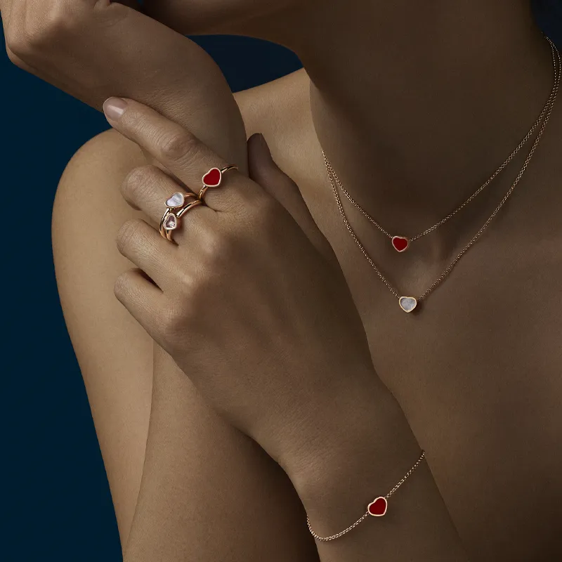 Chopard 18kt Rose Gold My Happy Heart Carnelian Necklace-7