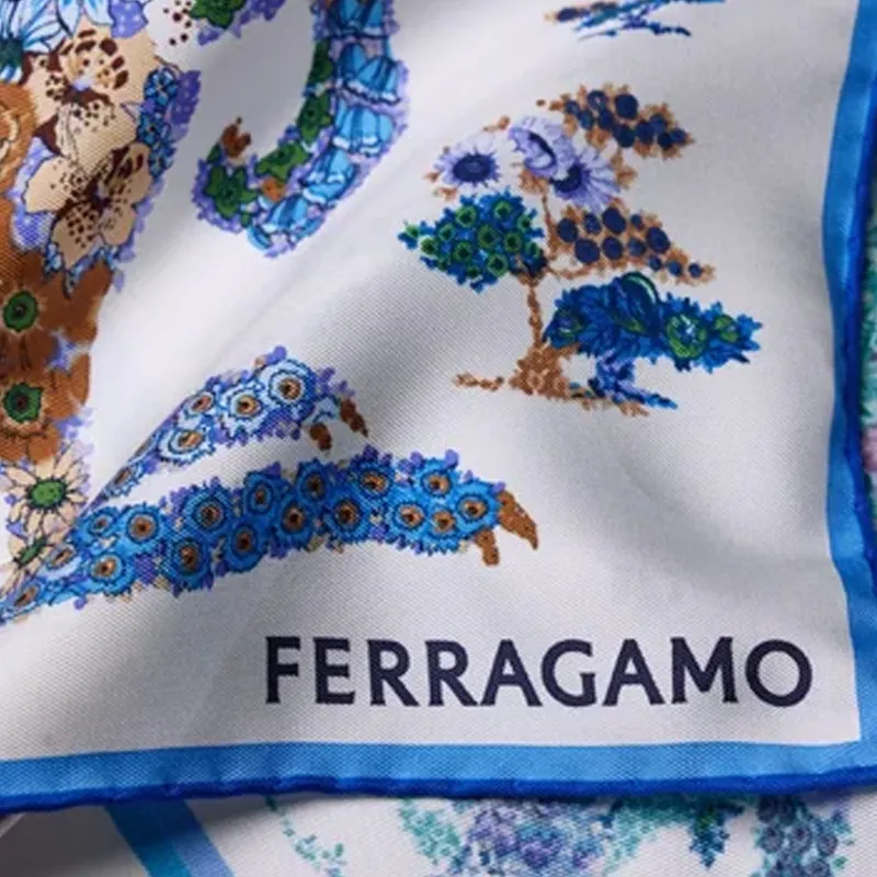 FERRAGAMO Silk Scarves Women's Blue-1