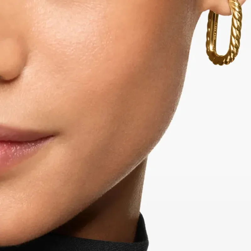 David Yurman 18kt Yellow Gold Sculpted Cable Micro Huggie Hoop Earrings 10.7mm-4