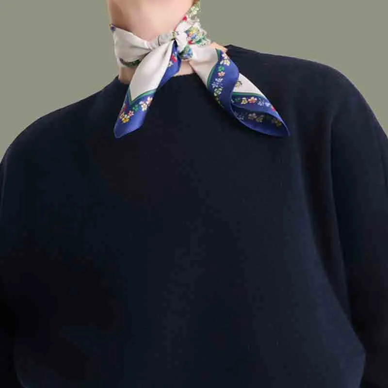 LONGCHAMP Silk Scarves Women's Marine Blue-2