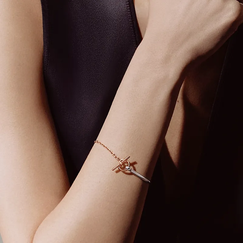 HERMES Sterling Silver Bracelets Unisex Silver/Rose Gold-1