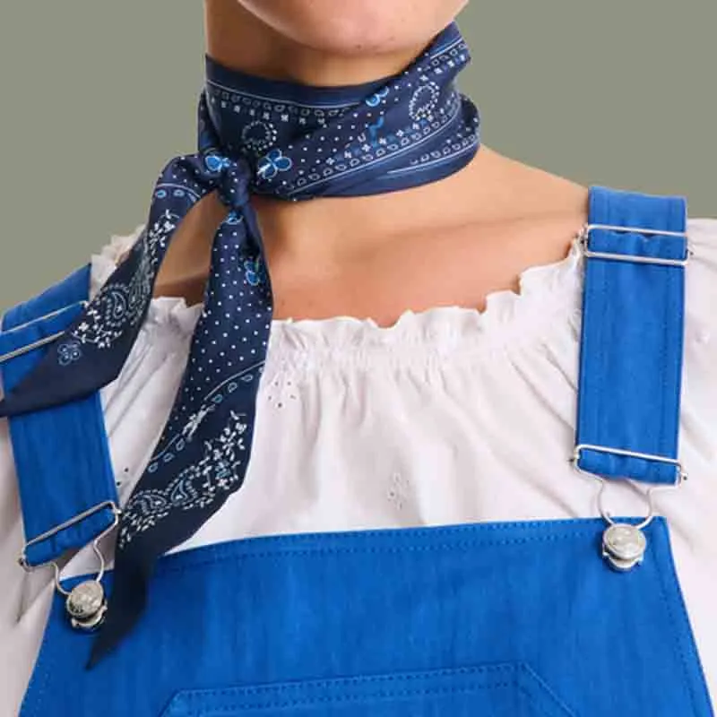 LONGCHAMP Silk Scarves Women's Marine Blue-2