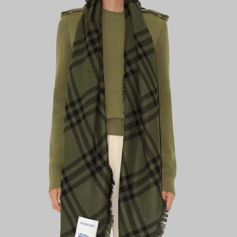 Burberry Knit Scarves Women's Green-2