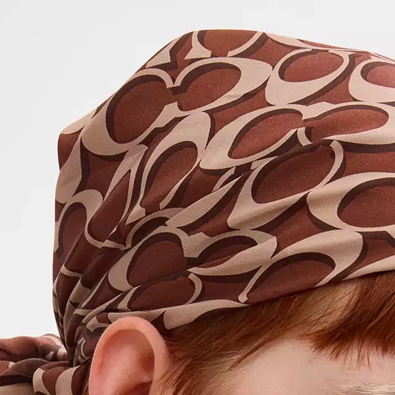 COACH Silk Scarves Women's Brown-2