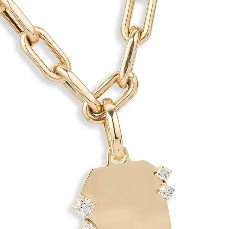 Adina Reyter 14K Yellow Gold Dog Tag Diamond Necklace-1