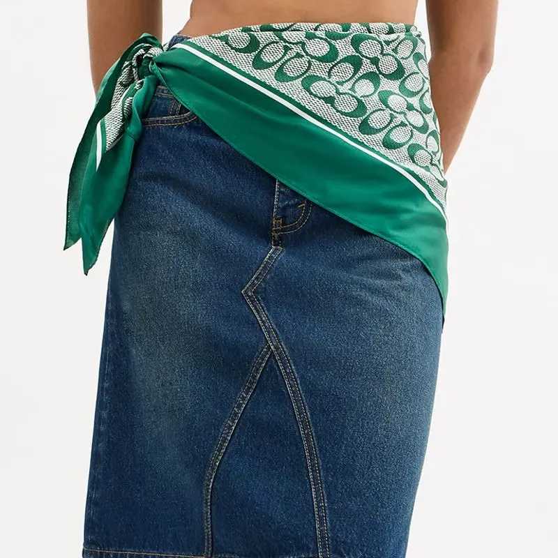 COACH Silk Scarves Women's Green-2