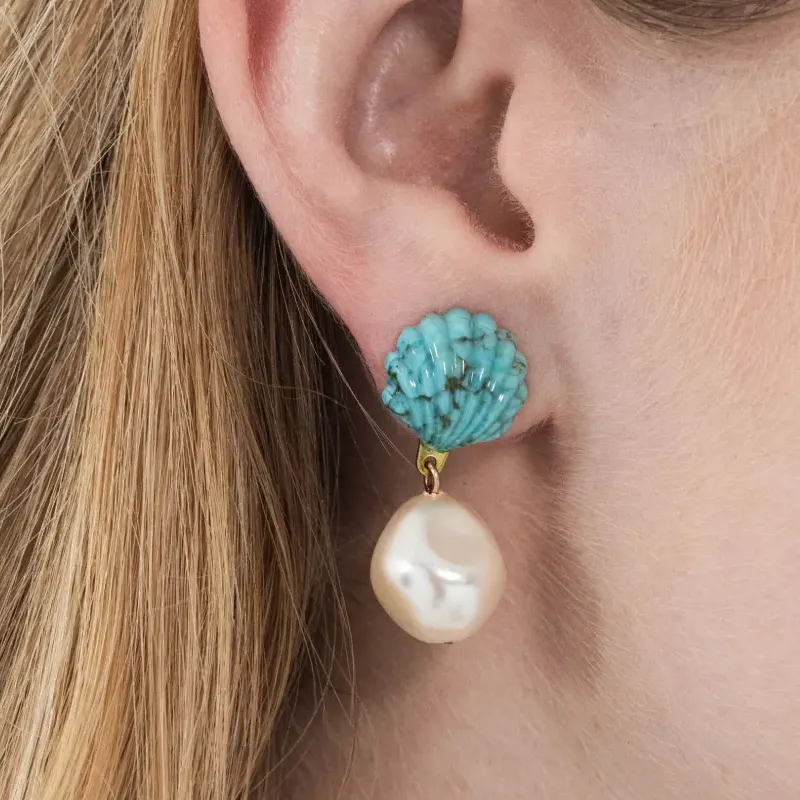 Jennifer Behr Artificial Pearl Earrings Women's White/Blue-2