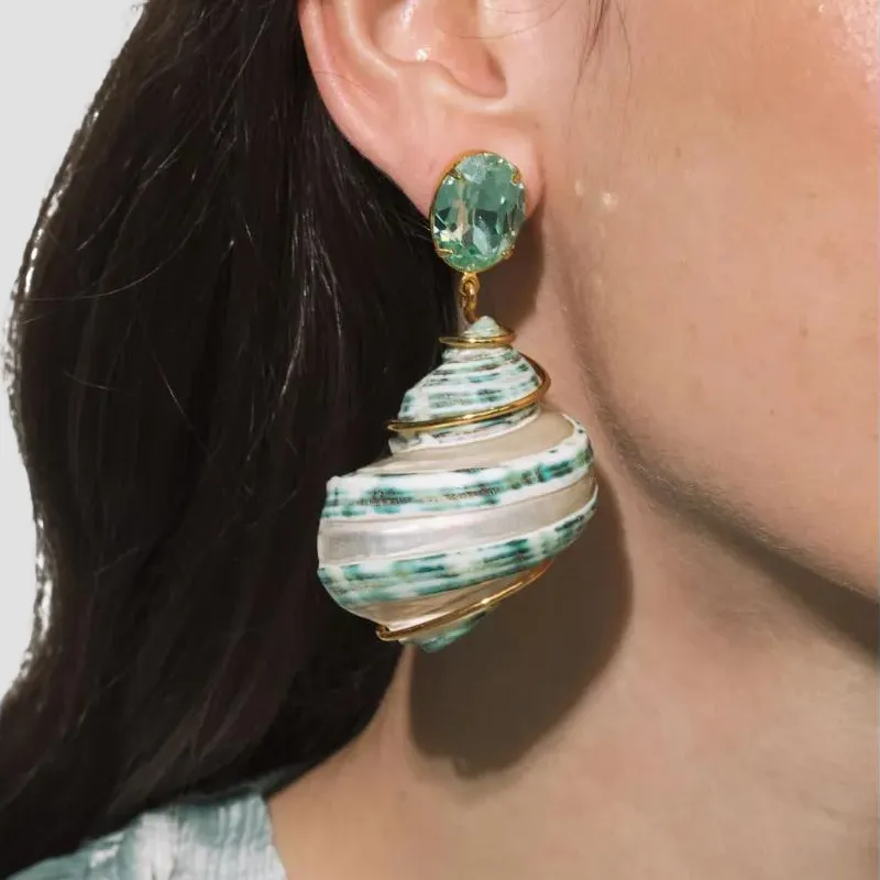 Jennifer Behr Shell Earrings Women's Light Green-2