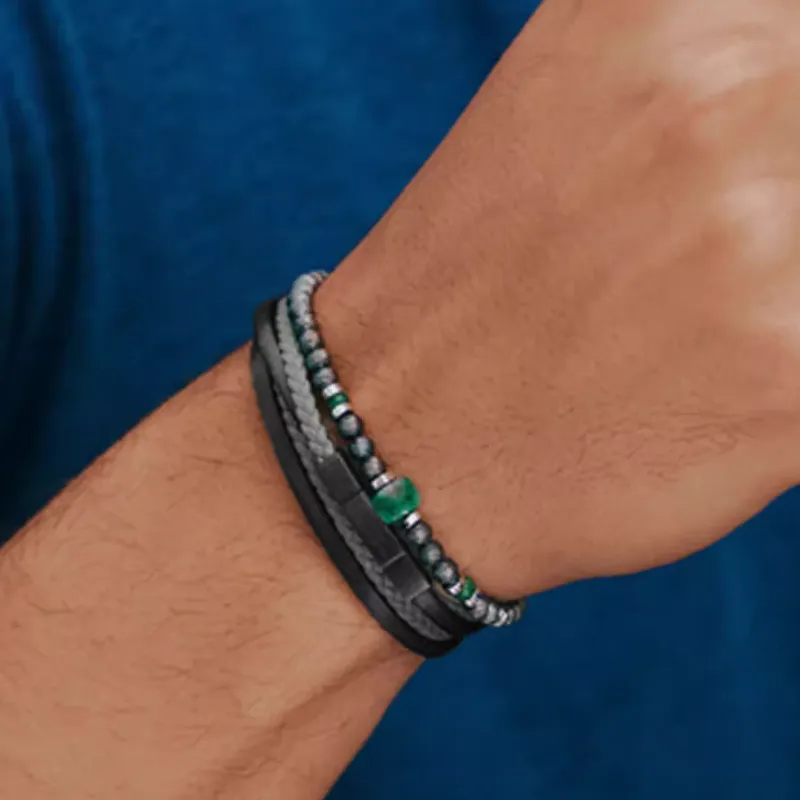 TATEOSSIAN Leather Bracelets Men's Black-2