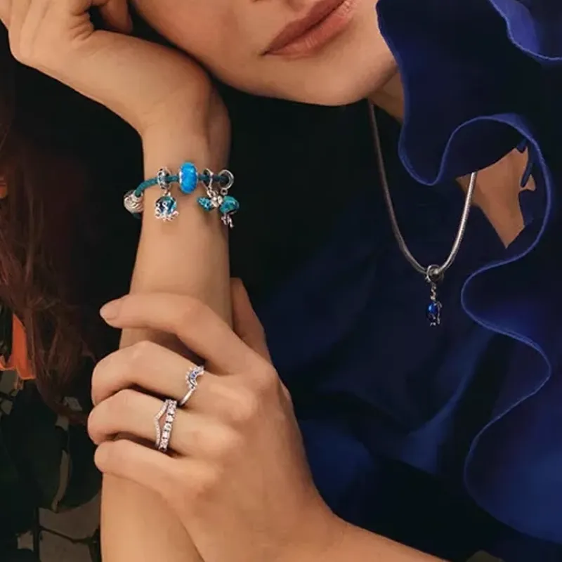 Pandora 925 Sterling Silver Bracelets Women's Blue-2