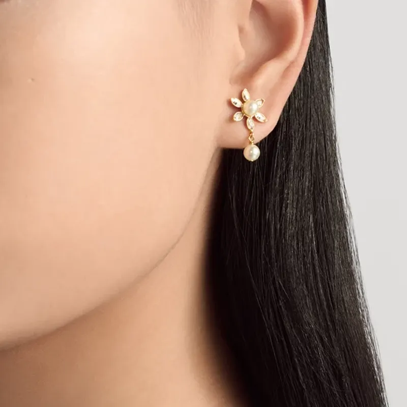 DIOR Gold Plated Metal Earrings Women's Gold-3