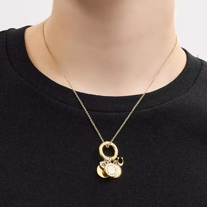 COACH Brass Plated Necklaces Women's Gold-2