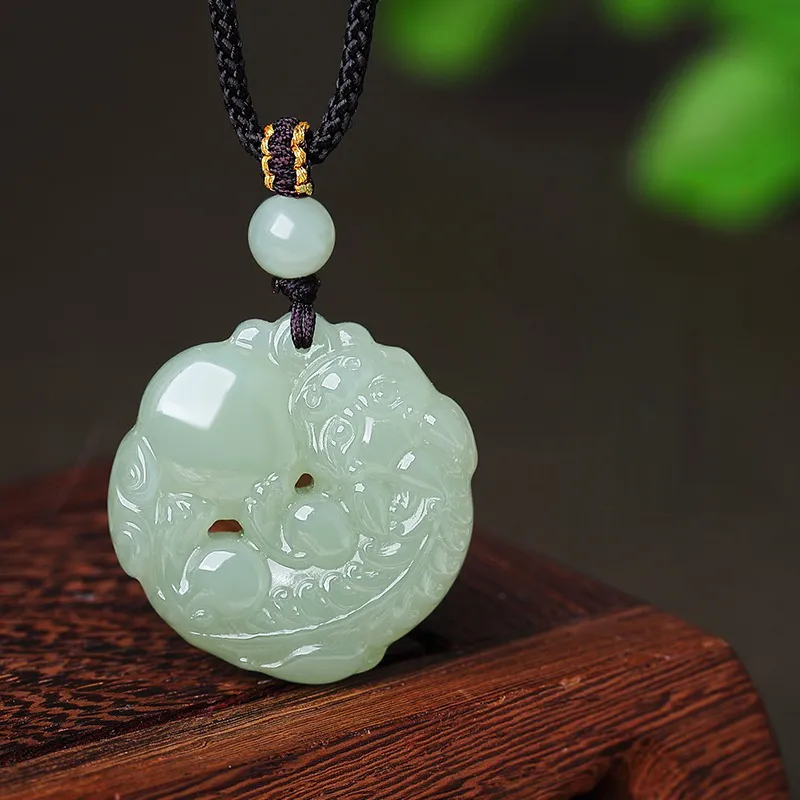 WEITIANXUAN Hetian Jade Necklaces Green Jade Unisex-1