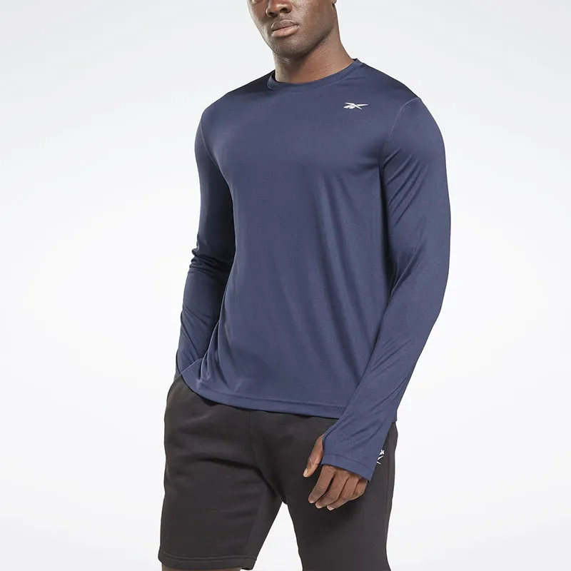 Reebok Training Long Sleeve Tech T-Shirt Men's Marine Blue-1
