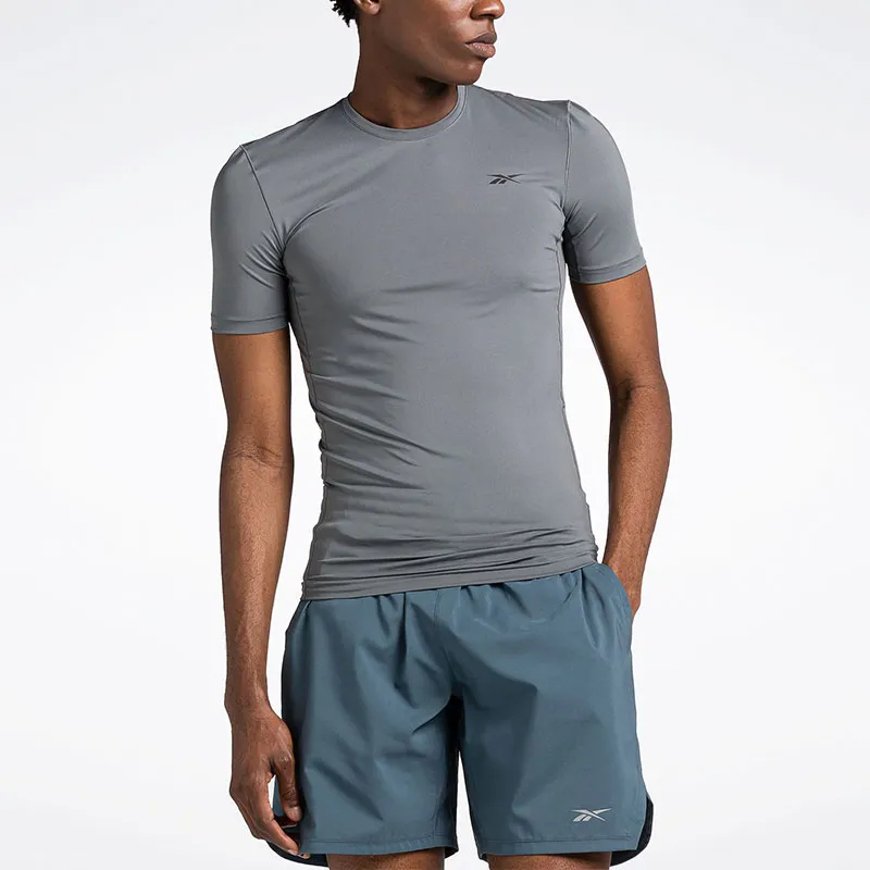 Reebok Logo-Detail Compression T-Shirt Men's Cool Gray-2